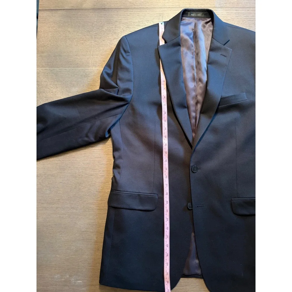 Calvin Klein Mens 100% Wool 2-Button Suit Jacket Blazer Black 40L RN 90736